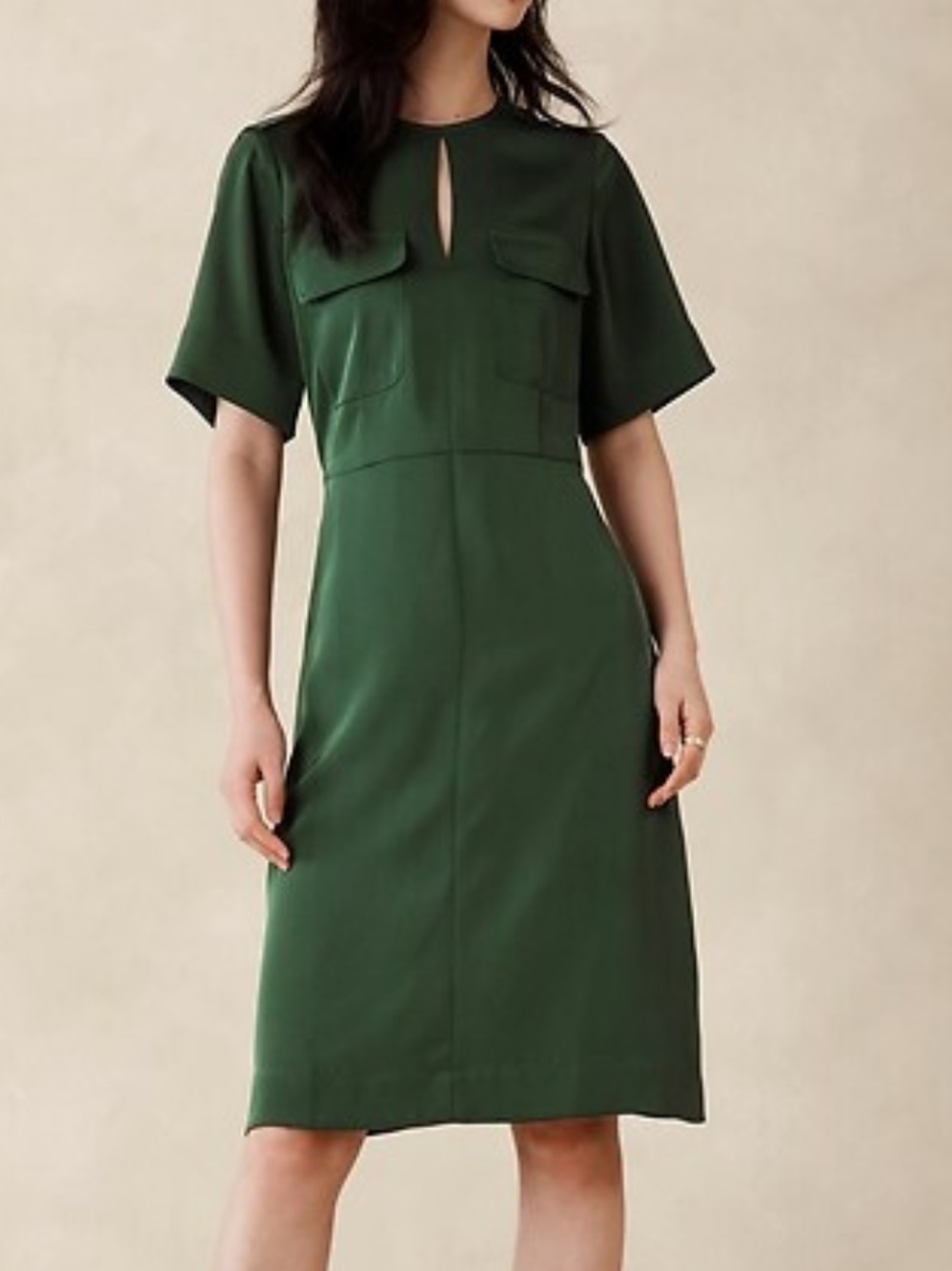 ☀️ New! BANANA REPUBLIC Pocket Knee-Length Shift Dress with Keyhole